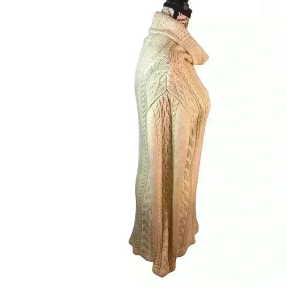 Womens Long Cable Knit Sweater Cowl Neck L/S Viscose Cotton Unbranded - Picture 2 of 4